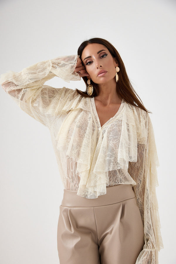 Camicia in pizzo burro FEDERICA BI