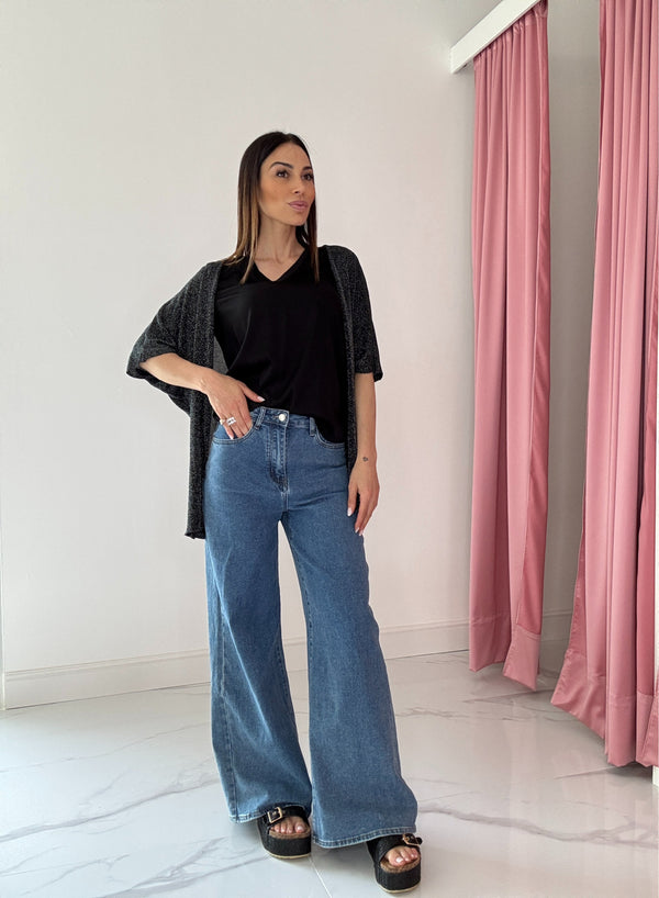 Cardigan nero lurex FEDERICA BI