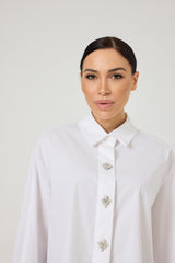 Camicia in cotone bottoni gioiello FEDERICA BI