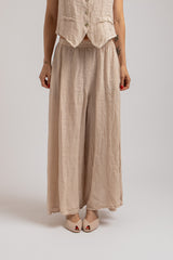 Pantalone in lino beige FEDERICA BI