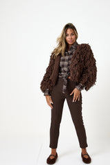 Cardigan marrone arricciato FEDERICA BI