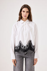 Camicia in cotone e pizzo FEDERICA BI ( bianca e nera )