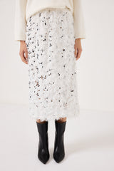 Gonna bianca piume e paillettes FEDERICA BI