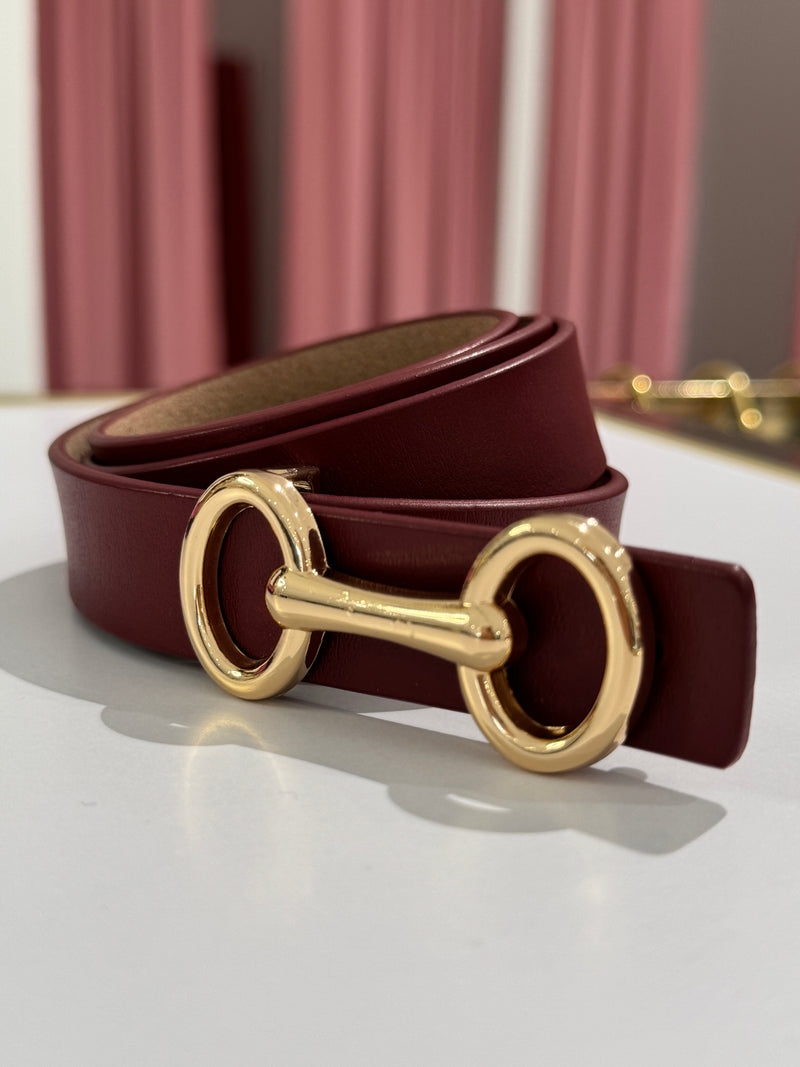 Cintura in vera pelle moschettone oro FEDERICA BI ( vari colori )