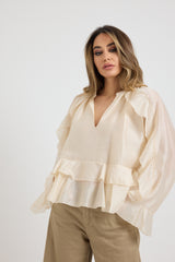 Camicia beige volant FEDERICA BI