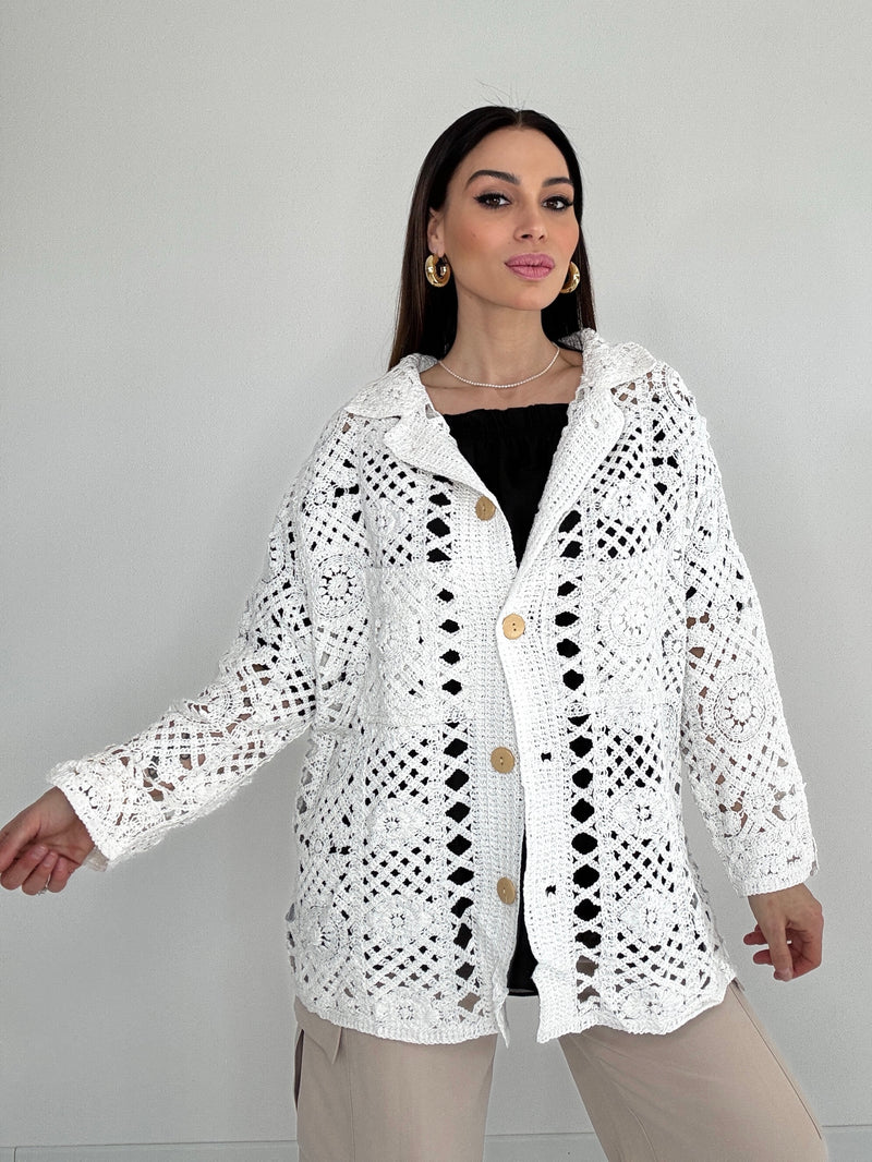Cardigan in cotone crochet FEDERICA BI