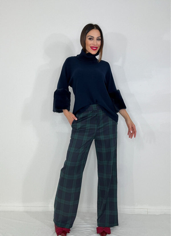 Pantalone tartan blu verde FEDERICA BI