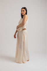 Pantalone in lino crema FEDERICA BI