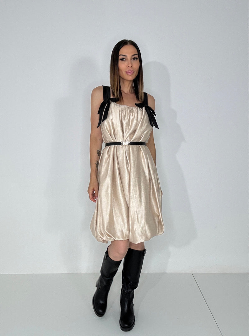 Abito in tafta’ beige FEDERICA BI