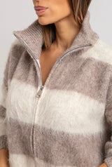 Cardigan riga beige FEDERICA BI