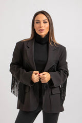 Blazer nero frange FEDERICA BI