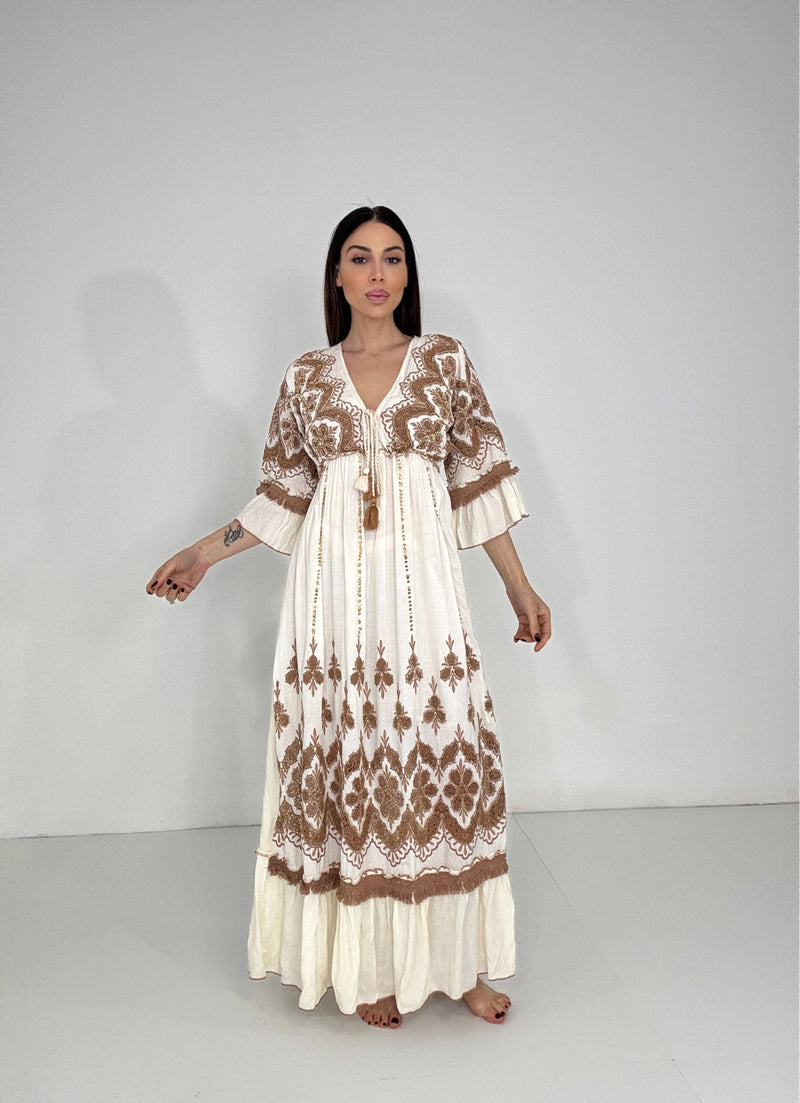Abito lungo in viscosa BOHO FEDERICA BI