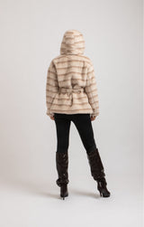 Ecopelliccia beige con cappuccio FEDERICA BI