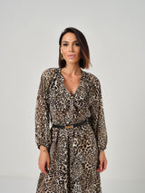 Abito in chiffon animalier micro FEDERICA BI