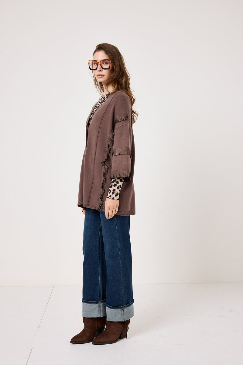 Cardigan frange in ecosuede FEDERICA BI