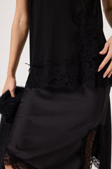 Maglia nera in cotone e pizzo FEDERICA BI