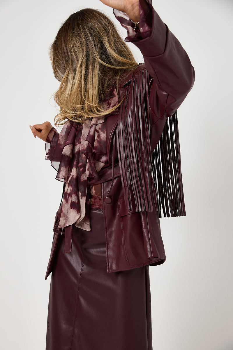 Giacca bordeaux frange FEDERICA BI