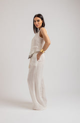 Pantalone in lino bianco FEDERICA BI