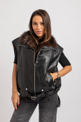 Gilet in pelle ed ecovisone FEDERICA BI