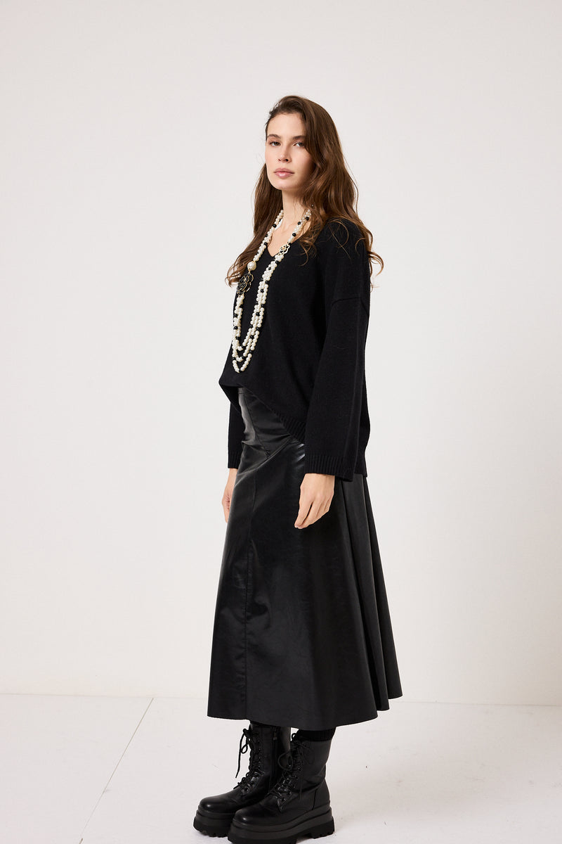 Gonna nera lucida in ecopelle FEDERICA BI