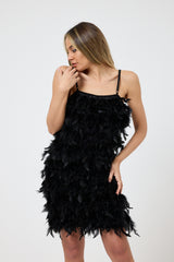 Abito plume nero FEDERICA BI