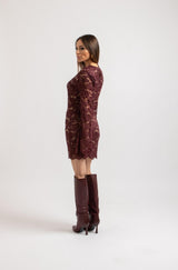 Abito FEDERICA BI in pizzo bordeaux