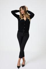 Cardigan nero in lana FEDERICA BI