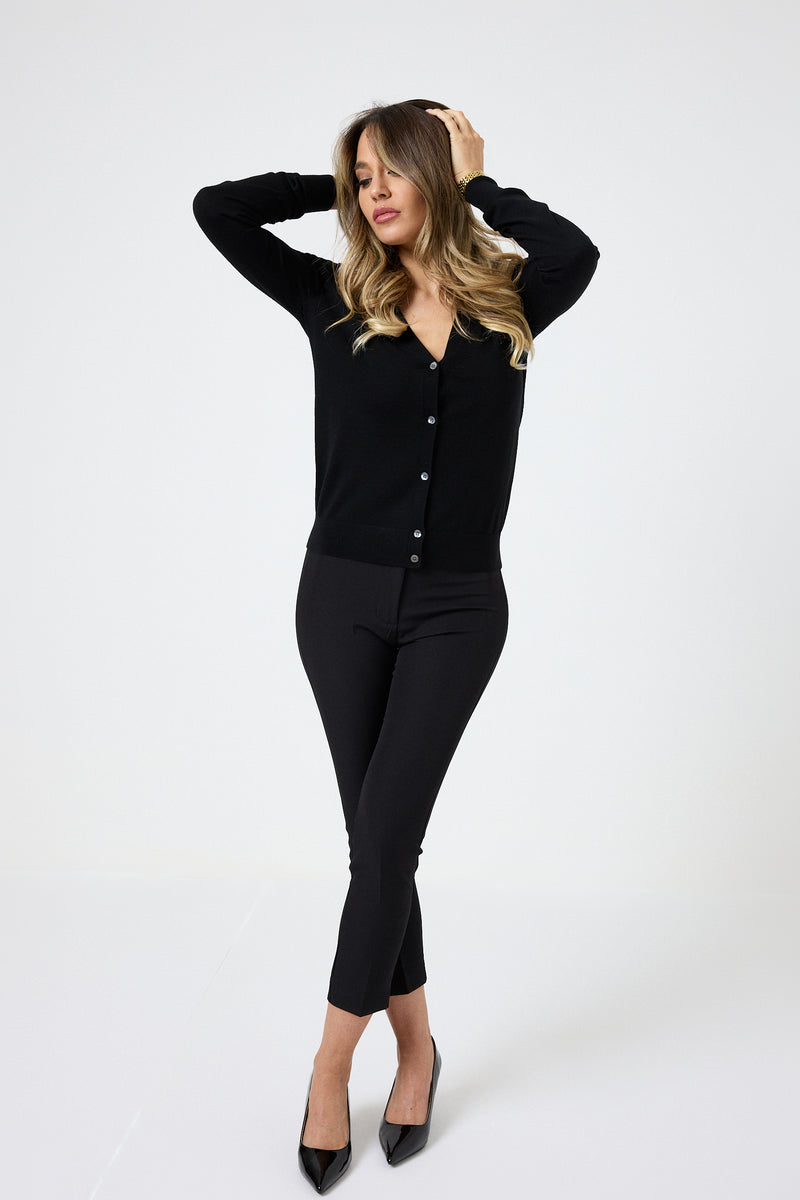 Cardigan nero in lana FEDERICA BI