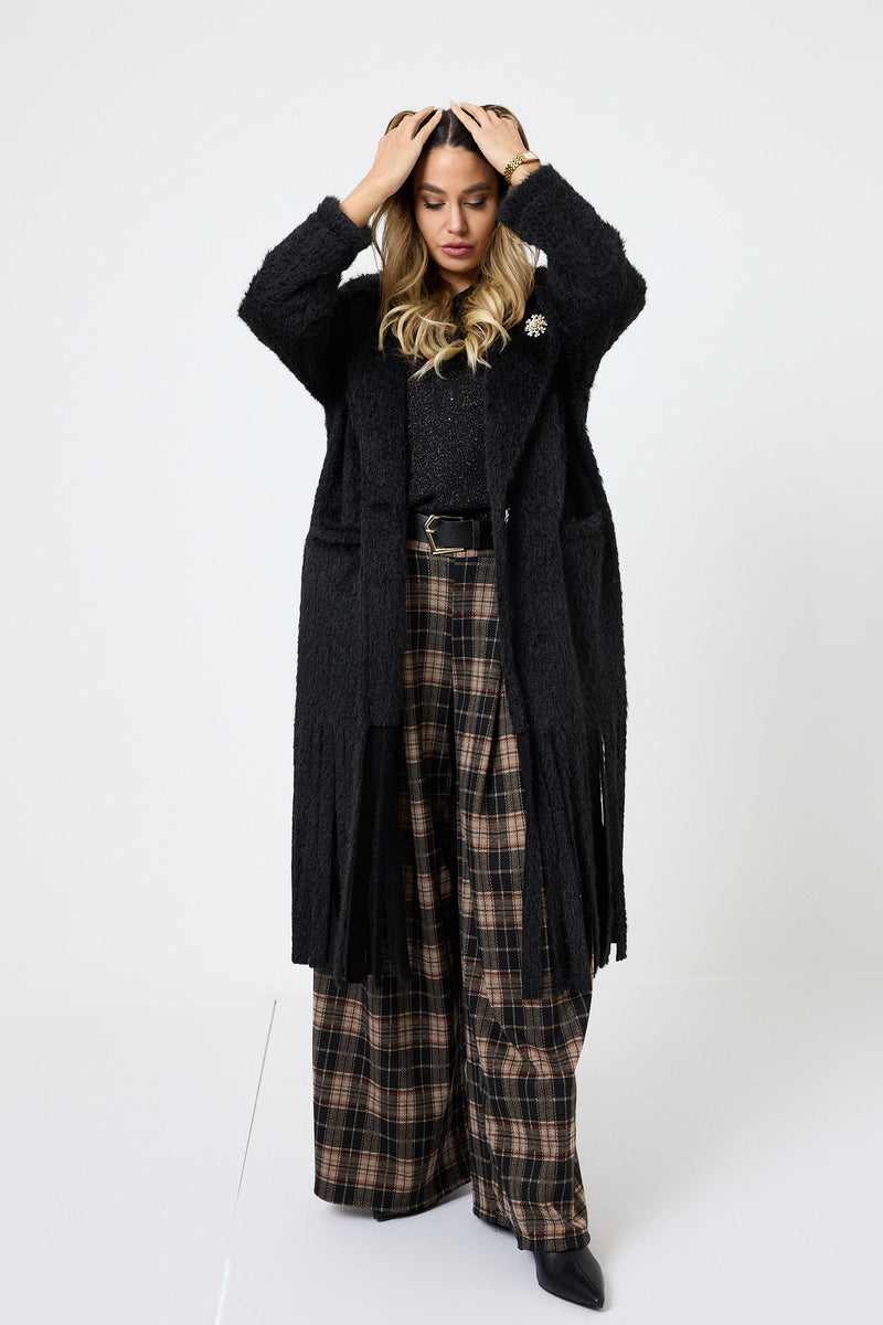 Cappotto lungo con frange FEDERICA BI ( due colori )