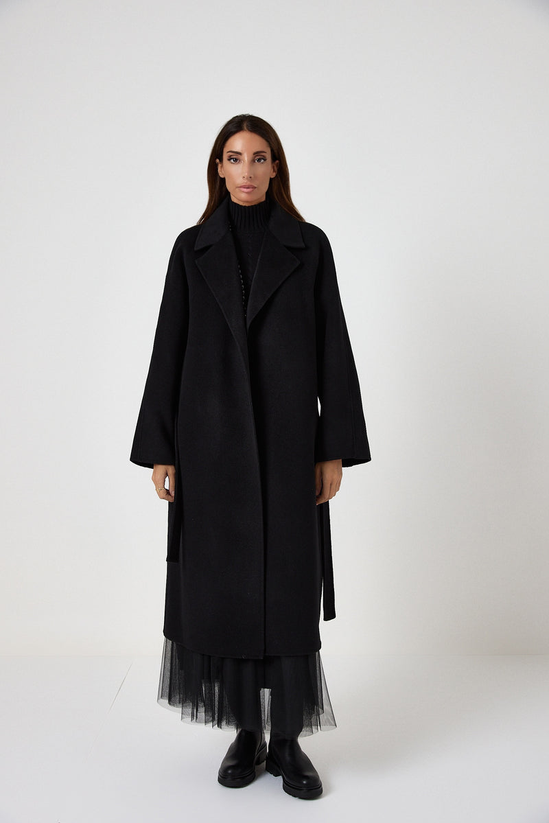 Cappotto nero cachemire e lana FEDERICA BI