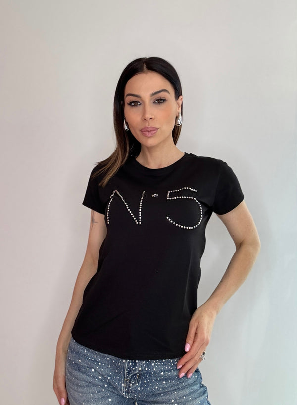 T-shirt in cotone N.5 bianca e nera FEDERICA BI
