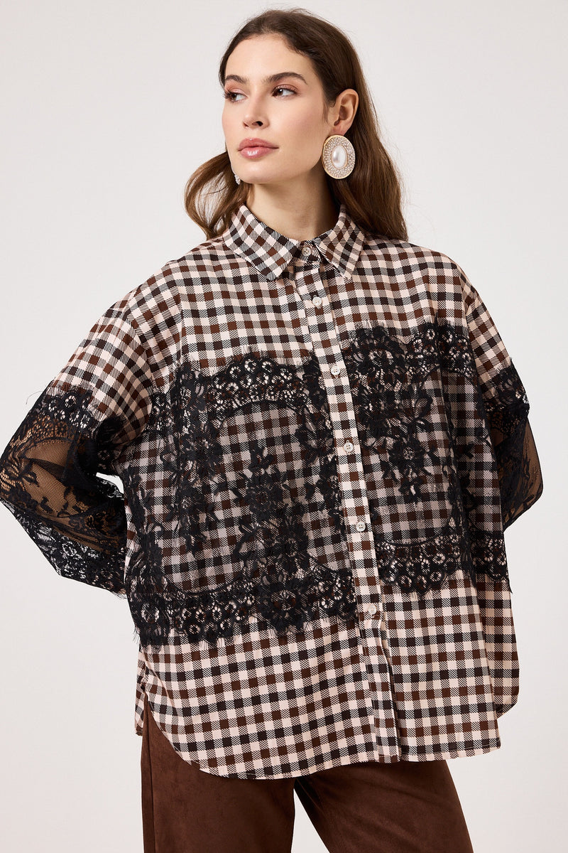 Camicia in cotone e pizzo FEDERICA BI