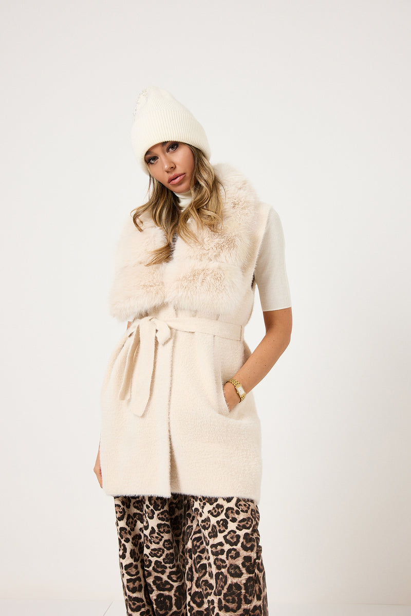 Gilet burro in ciniglia ed ecopelliccia FEDERICA BI