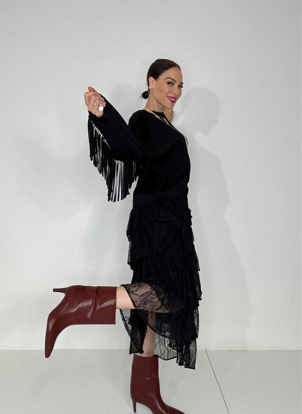 Gonna in pizzo nero FEDERICA BI