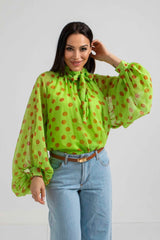 Camicia in chiffon pois FEDERICA BI (piu’ colori)