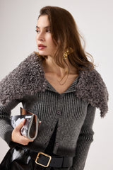 Cardigan in maglia grigio FEDERICA BI