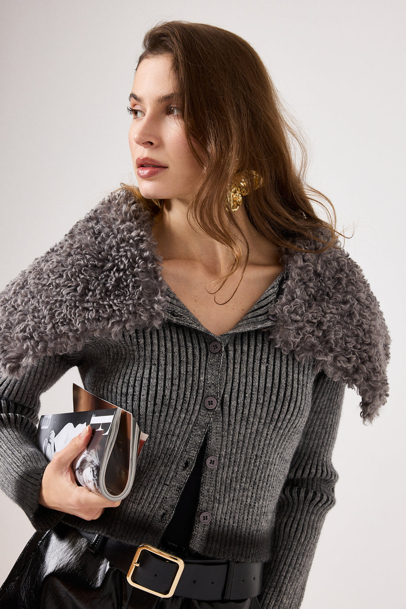 Cardigan in maglia grigio FEDERICA BI