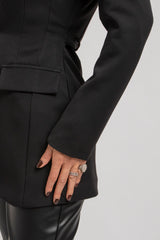 Blazer nero doppiopetto spille gioiello FEDERICA BI