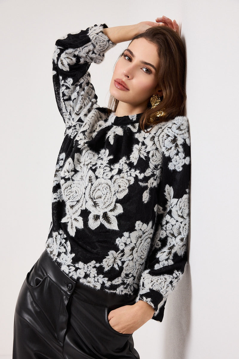 Camicia nera ricamata FEDERICA BI