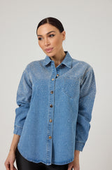 Camicia in denim e cristalli FEDERICA BI
