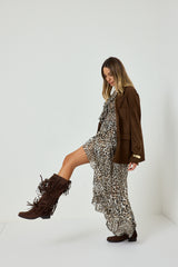 Stivale marrone con frange FEDERICA BI