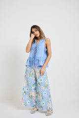 Pantalone in cotone azzurro FEDERICA BI