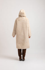 Ecopelliccia beige con cappuccio FEDERICA BI