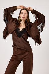 Giacca in ecosuede marrone FEDERICA BI