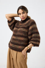 Giacca in ecosuede marrone ecopelliccia FEDERICA BI