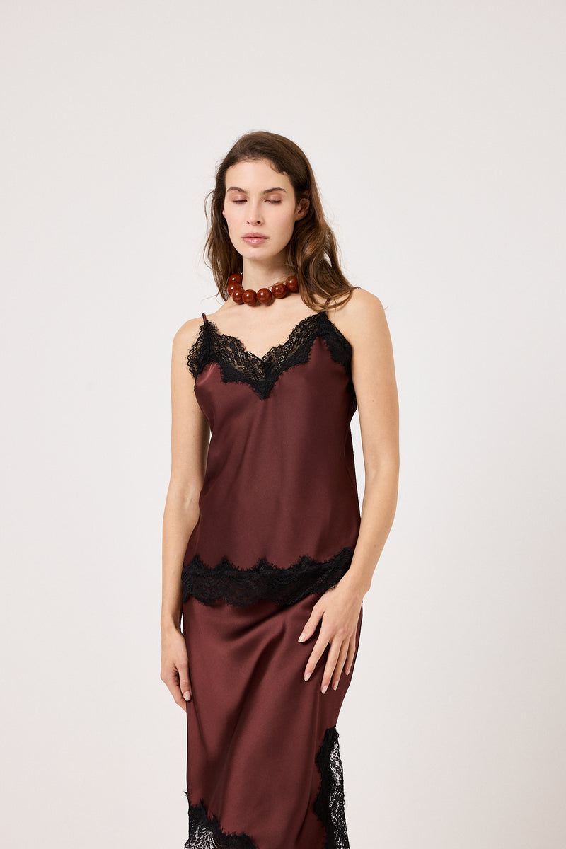 Top in viscosa e pizzo glace FEDERICA BI