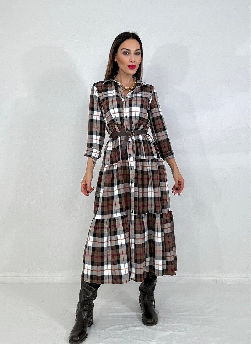 Abito tartan bianco FEDERICA BI