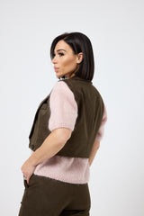 Gilet in ecosuede verde FEDERICA BI