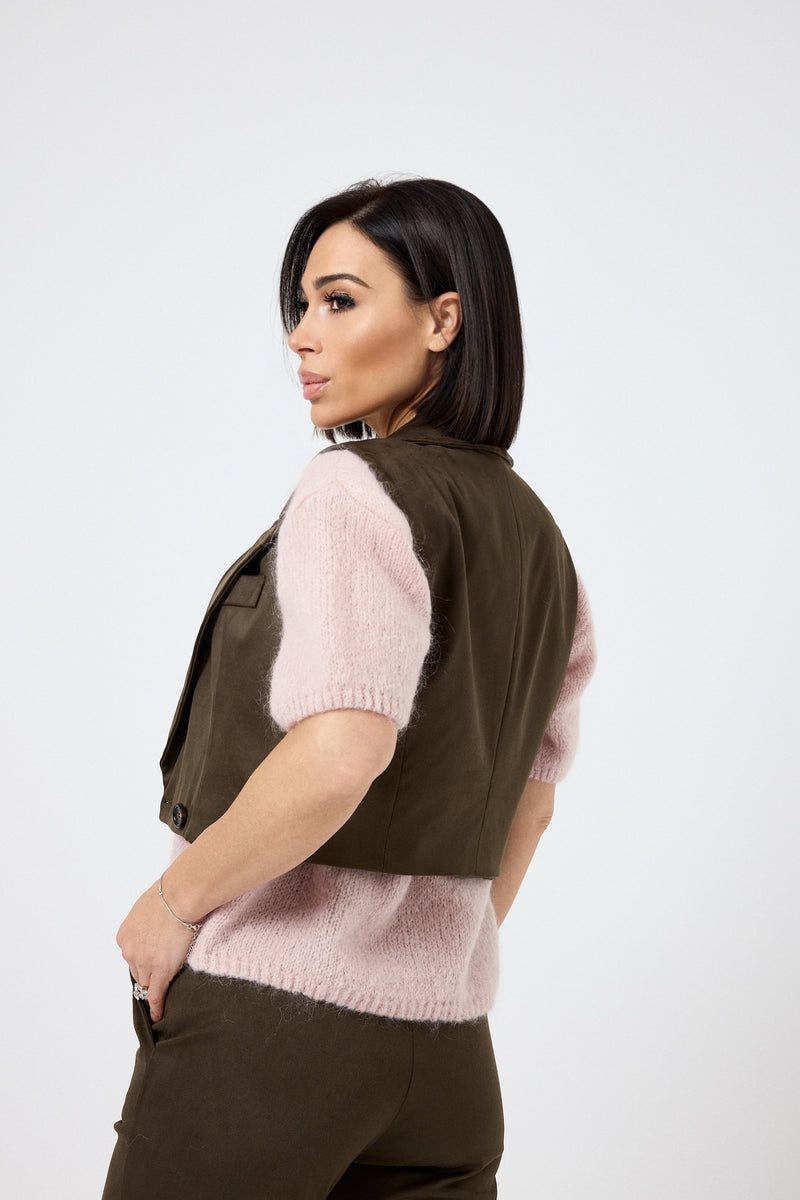 Gilet in ecosuede verde FEDERICA BI