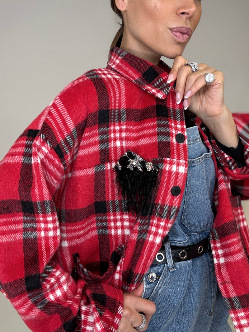 Camicia tartan spilla gioiello FEDERICA BI